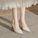 kamames kamames Single Shoes Women's 2024 New Summer Lacquer Leather Tip With Shallow Mouth Head Thin Heel Empty High Heel Sandals