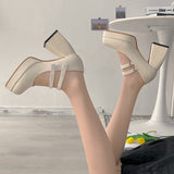 kamames Word With High Heels For Women With Single Shoes 2024 Spring New Korean Version Of Thick Soles, Thick Heels, Square Heels, Retro Mary Jane Shoes