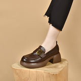 kamames kamames Shoes Women's 2024 Autumn Round Head Waterproof Platform Muffins With One Foot On Love Shoes, Small Leather Shoes, Single Shoes.