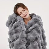 1pc Faux Rabbit Fur Blanket For Bed, Thick & Warm Bed Blanket For Winter, Soft Cozy Fluffy Decorative Blankets For Living Room, Bedroom, Heavy Furry Luxury Blanket Gifts, Grey