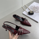 kamames kamames High Heels Red Baotou Sandals Fairy Shoes 2024 New Summer Black French Pointed Sandals Women