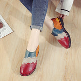 kamames kamames First Layer Cowhide Soft Soled Women's Shoes, National Style Color Leather Women's Singles Shoes, Beans Shoes, Middle-Aged Mother Shoes.