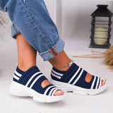 kamames Women Sandals 2022 High Heels Platform Women Shoes Summer Female flats Knitting Slip On Peep Toe casual Women Sandals