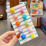 10PCS/Box Packed Girls Cute Colorful Ball Heart Rabbit Scrunchie Kids Ponytail Holder Elastic Hair Band Fashion Hair Accessories