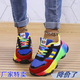 kamames And Autumn 2024 New Large-Size Thick-Soled Daddy Shoes Leisure Color Soles Muffin Women's Shoes Large-Size Spot