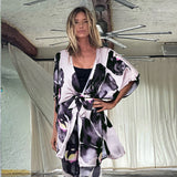 kamames Tiger Striped Short Kimono Bikini Cover-ups Sexy Self Belted Wrap Dress Summer Women Beach Wear Swim Suit Cover Up A1312