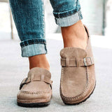 kamames Size Slippers Women's 2023 Summer New British Belt Buckle Baotou Semi-Slippers Direct Sales Single Shoes