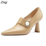 kamames Women Fashion Light Brown High Quality Heel Shoes for Autumn Amp Spring Lady Classic Comfort Stylish Black Shoes  Women Heels