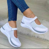 kamames kamames New Casual Single Shoes Women's Thick Soles Flying Weave Breathable Velcro Leisure Mesh Large Size Women's Shoes
