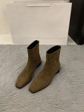 kamames kamames Heel Suede Korean Small Ankle Boots Female Shoes 2024 New Autumn And Winter Versatile Add Velvet Thin Boots Foreign Style Short Boots