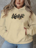 Cozy Plus Size Christmas Letter Print Hoodie - Casual Long Sleeve with Pockets, Perfect for Fall & Winter, Women's Fashion