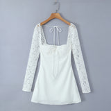 kamames New Lace Sleeve Steel Support Slim Mini Dress In Autumn