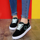 2020 Women Canvas Shoes Summer/Autumn Flats Women Canvas Shoes Classic Lace Up Smiley Face Walking Fashion Women Sneakers