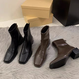 kamames kamames Heel Square Head Thin Boots Ankle Boots Women's Shoes 2024 New Autumn And Winter Korean Small Ankle Boots Martin Boots