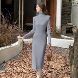 kamames kamames Sweater Dress, Autumn And Winter Dress, Knee-Length Overcoat, Medium-Length Bottom-Bottomed Knitted Hip Dress