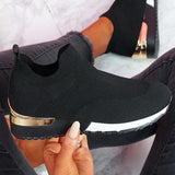 kamames Spring Knitting Socks Shoes Women 2022 Mesh Breathable Platform Sneakers Slip on Flat Casual Loafers Ladies Vulcanized Shoes