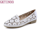 GKTINOO 2021 Women Flat Shoes Genuine Leather Woman Ballet Pointed Toe Flats Summer Lady Hollow Out Loafers Women Shoes Sandals