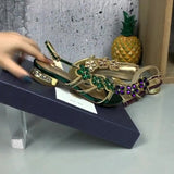 kamames Women's Sandals 2024 New High-Heeled White Crystal Wedding Shoes With Diamond Cheongsam Open Toe Bohemiaro Size Shoes