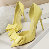 BIGTREE Shoes Bow-knot Woman Pumps Stiletto 10.5 Cm Women Basic Pump Pointed Toe Classic Pumps Sexy High Heels Women Shoes 2021