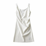 Zingj Zingj New Pleated Vest Dress Summer Women's Solid Color Square Collar Sleeveless Hip Skirt