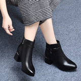 kamames kamames Heel Short Boots Women's Boots Winter 2023 New Medium-Heel Pointed Martin Boots Women's Thick Heel And Down Cotton Shoes Single Boots