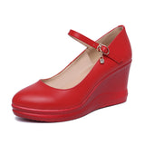 kamames Shoe Women's Slope Heel 2023 Spring New Style Waterproof Platform Pointed Work Shoes High Heel Slope Heel Cheongsam Catwalk Shoes