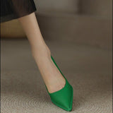 kamames kamames And Summer New Korean Version Of Fashion High-Heeled Shoes Pointed Head Shallow Mouth Thick With Solid Color Orange Single Shoes Commuter Work Shoes Women