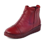 kamames 2023 Winter Genuine Leather Ankle Boots Handmade Lady Soft Flat Shoes Comfortable Casual Moccasins Side Zip Ankle Boots 703-0