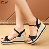kamames New Fashion Women Wedge Sandals Summer Platform Sandals Buckle Strap Open Toe Platform Casual Shoes Ladies Sandals