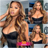 Synthetic Wigs Ombre Blonde Body Wave Lace Front Wig 180Nsity Hd Highlight Human Hair Brazilian Glueless 360 Fl Frontal For Drop Deliv Otygn