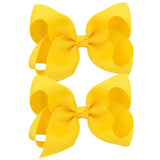 2Pcs/lot 4'' Cute Solid Grosgrain Ribbon Bowknot Hair Clips For Girls Handmade Hairpins Barrettes Headwear Kids Hair Accessories