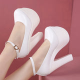 kamames Hate Tiangao Waterproof Platform, High Heels, Female Models, Cheongsam Shoes, Catwalk Shoes, 15CM Thick Heels, Round Head Shoes