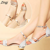 kamames Ladies Sandals Shoes Women L Luxury High Quality Sandals Ankle Mid Heel Block Party Open Toe Square Shoes Zapatos De Mujer