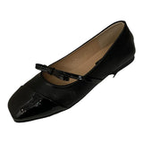 kamames Mary Jane Shoes Women's Shoes 2024 Spring And Autumn New Bowknot Square Head Shallow Mouth Soft Flat Sole Single Shoes