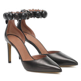 kamames Large Size Black And White PU Pointed Thin High Heels Single Shoes Riveted Chengdu Fashion Women's Shoes