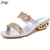 kamames Women Sandals Flip Flop Fashion Rhinestone Wedges Shoes Crystal High Heels Sandals Women Shoes Summer Casual Beach Sandals