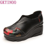 GKTINOO 2021 New Genuine Leather Shoes Ladies' Comfortable High Heels Thick Bottom Casual Shoes Wedges