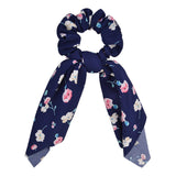 Korean Bow Long Ribbon Hair Scrunchie Chiffon Floral Print Sweet Elastic Hair Band Ponytail Hair Scarf Hair Tie Hair Accessories