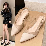 Sandals French style baotou sandals with pointed straight toe and nude color high heels for womens summer new thick heel shoes 5cm Y240604OGXZ