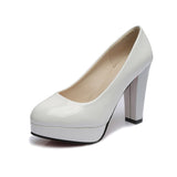 kamames kamames Size High Heels Spring 2023 New Single Shoes Round Head Thick With Patent Leather Waterproof Platform Sexy Thick Bottom Wedding Shoes Women