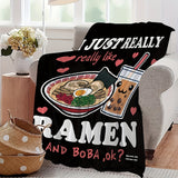 1pc Ultra-Soft Luxurious Ramen Milk Tea Blanket - Adorable Kawaii Design for Noodle Lovers & Bubble Tea Fanatics - A Perfect, Uniquely Cozy Gift Idea