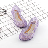 Baby Girls Kids Summer Crystal Sandals Princess Jelly High-Heeled Shoes Princess Cosplay Party Dance Shoes