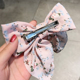 Polka Dot Floral Print Hair Clips Girls Daisy Bow Hairpin Pastoral Retro Style Barrettes Big Bowknot Hairpin Hair Accessories