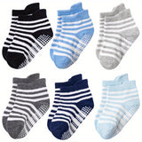 6/12pairs Boys Kids Anti-slip Socks, Breathable Comfy Short Socks, Infant Toddlers Children's Socks