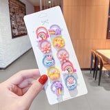 10PCS/Set New Girls Cute Cartoon Flower Small Scrunchie Kids Ponytail Hair Tie Elastic Hair Bands Fashion Hair Accessories Set