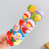 10PCS/Set Girls Rubber Band Elastic Hair Bands Rainbow Cartoon Character Fruits Flower Headwear Girl Cute Sweet Hair Accessories