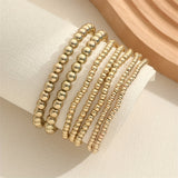 7pcs/Set Artisan-Crafted Beaded Elastic Bracelet Set - Stylish & Adjustable Stacking Bracelets for Mix-and-Match Fashion