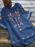 Plus Size Bohemian Embroidered Blouse - Flattering High-Low Hem, Breezy Half Sleeves - Perfect for Spring & Summer Chic Comfort