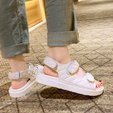 Trends Sandals Summer New Flat British Wind Velcro Embroidery Thick-soled Casual Casual Roman Fragrance Designer Shoes Star