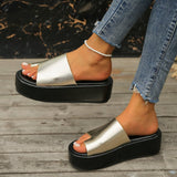 kamames kamames Summer New Women's Shoes Large Size Fashion Cake Thick Bottom One Word Cover Toe Wear Casual Sandals